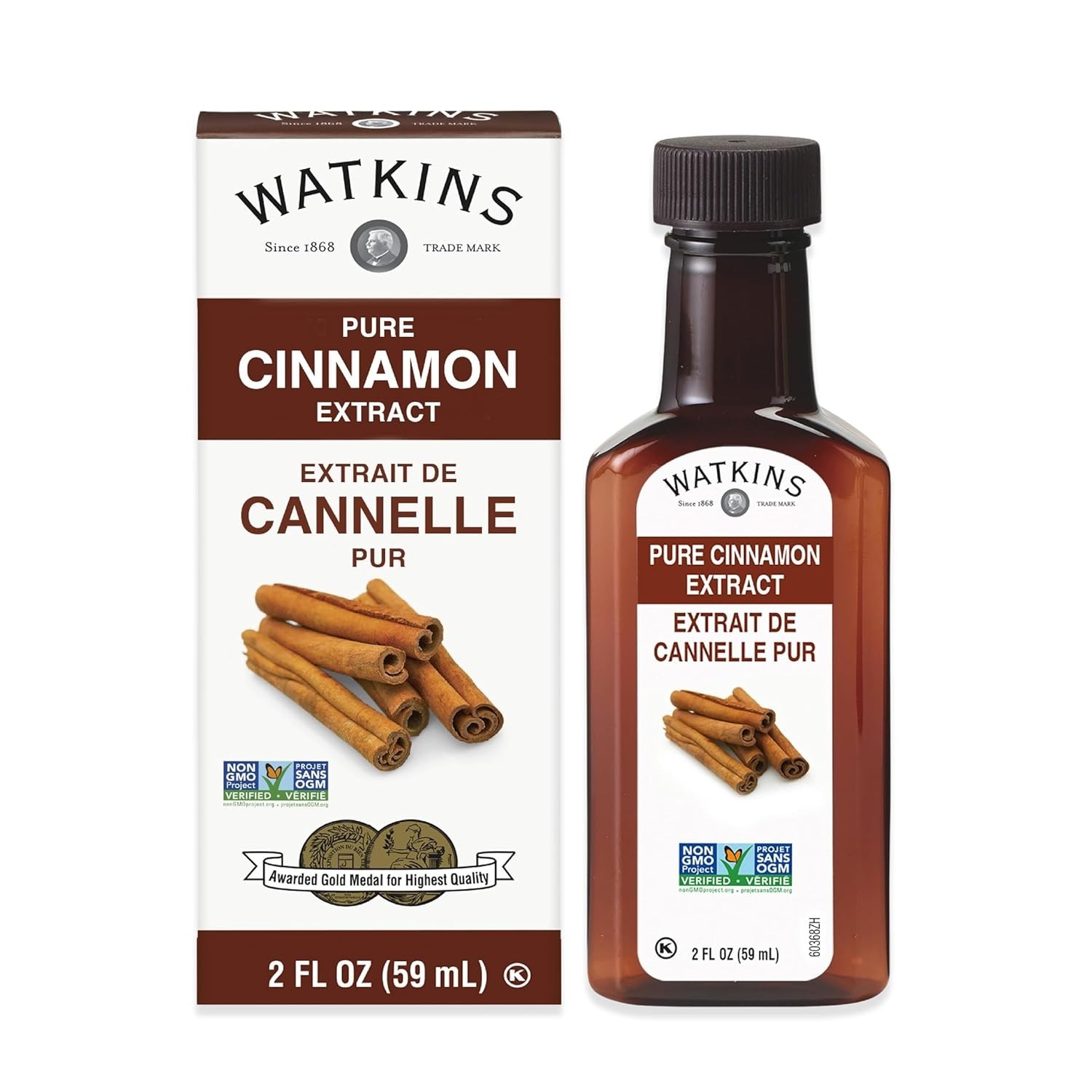 Watkins Pure Cinnamon Extract, Non-Gmo, Kosher, 2 Oz. Bottle, 1-Pack