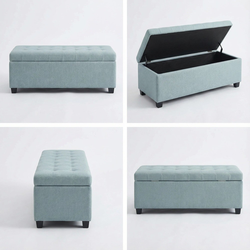 Storage Ottoman Bench with Hinged Lid, 49.75", Polyester, 300lb Capacity
