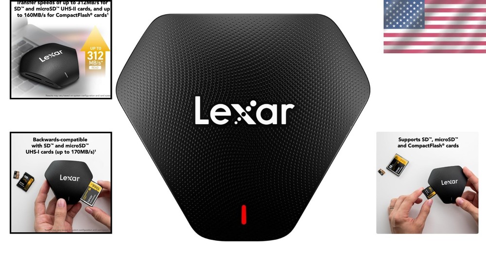 Professional 3-in-1 SD microSD CF Reader