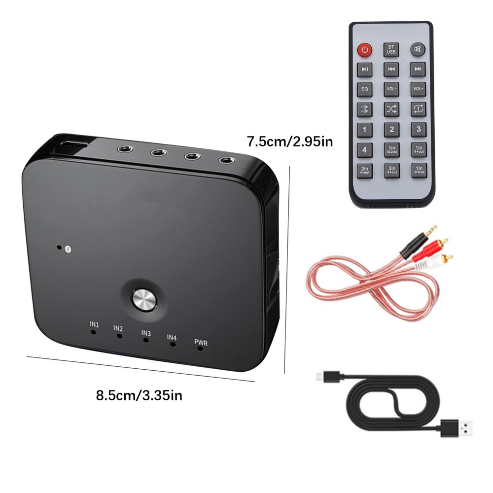 Black Bluetooth Audio Switch Box Cage Remote Control Audio Receiver Replacement
