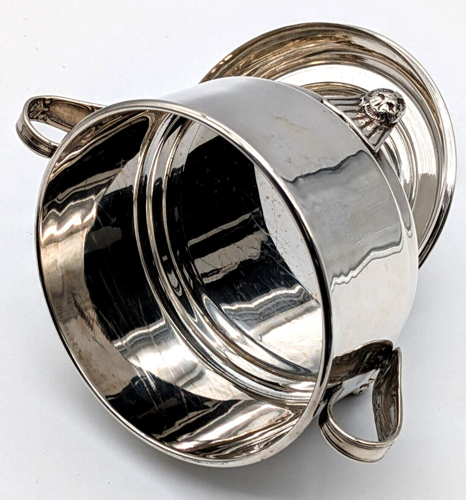 Large Silver Plated Footed Covered Handled Sugar Bowl
