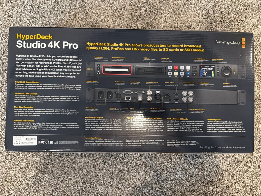 Blackmagic Design HyperDeck Studio 4K Pro New Open Box