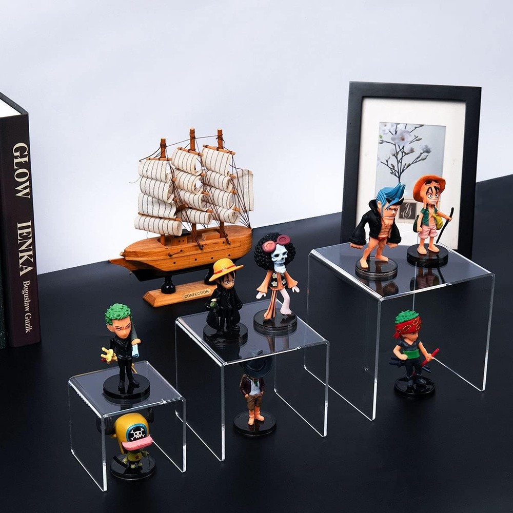 Clear Acrylic Display Risers 2 Sets, 3-Tier Risers Stands Showcase