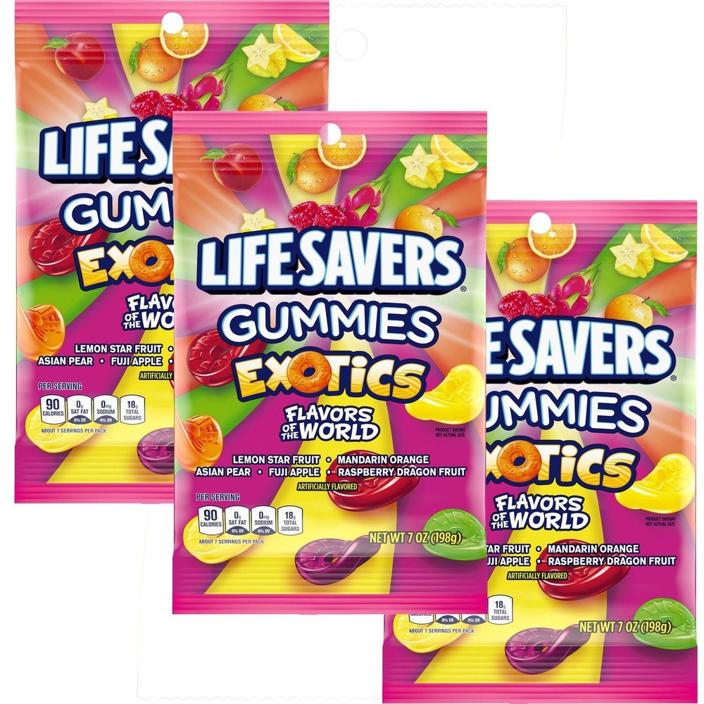 Exotics Gummies, 7oz Gummy Bag (3 Pack), Gummy Candy