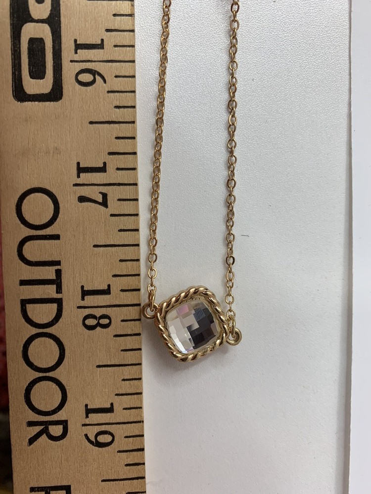 set clear stone goldtone necklace LONG
