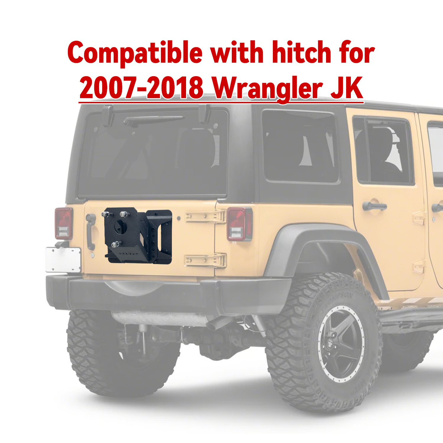 Vijay For 2007-2017 Wrangler JK/JKU Spare Tire Carrier Adjustable Tire Lift