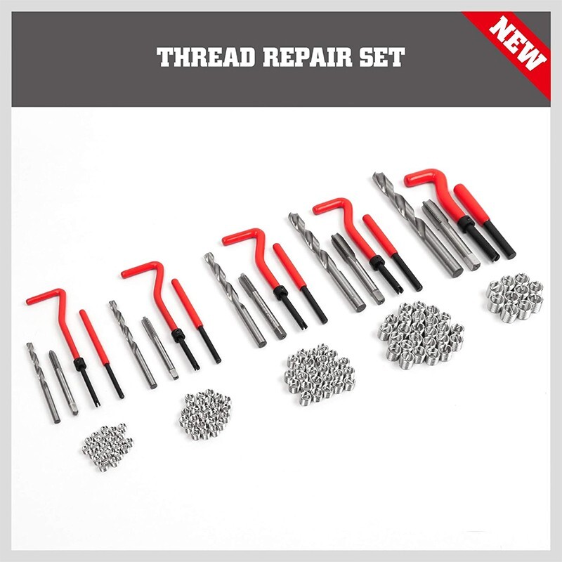 131 Piece Metric Thread Repair Tool Kit Taps Threaded Inserts Installation Tool