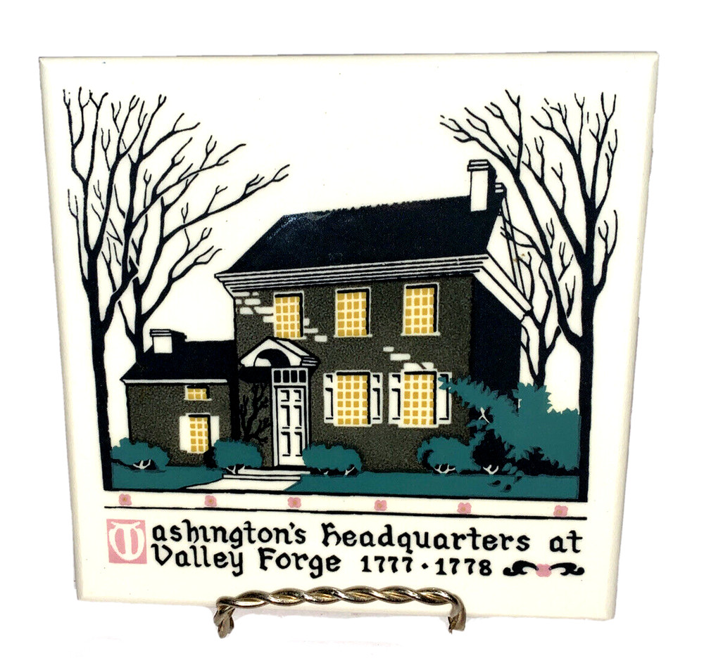 Vintage Ceramic Trivet Washingtons Headquarters Valley Forge American Olean Tile