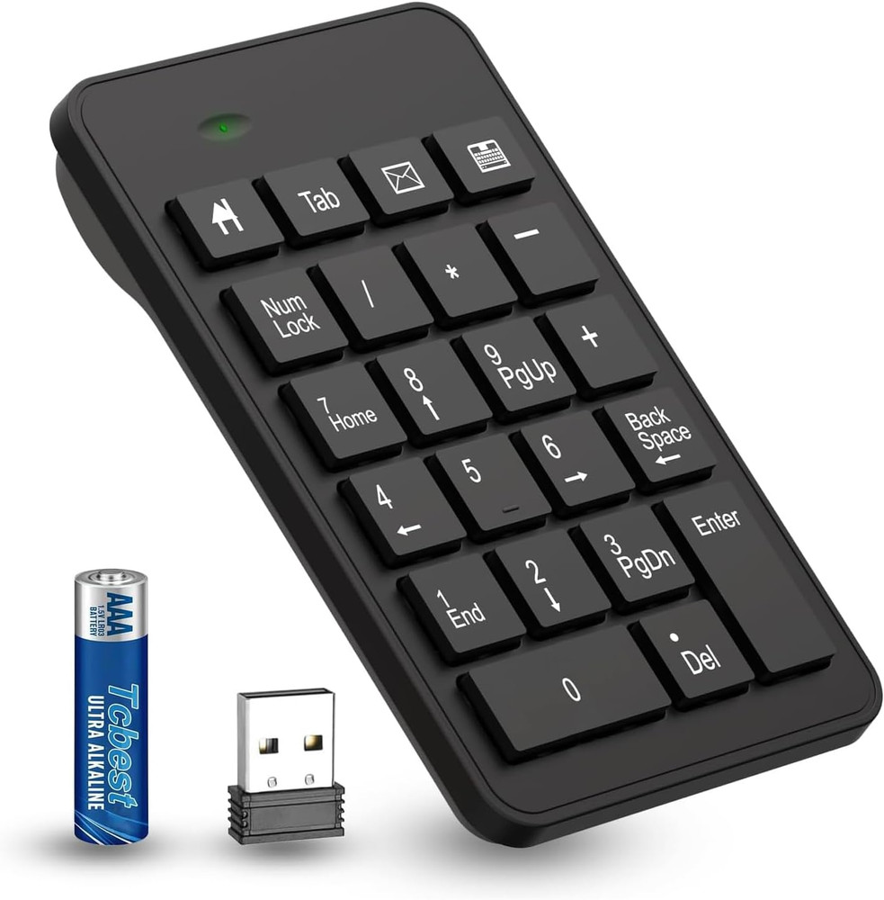 Wireless Number Pad with Battery, Enhanced Efficiency with 23 Keys Numeric Keypa
