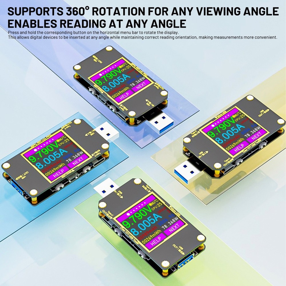 USB Power Meter Tester Type C LCD Multimeter Voltmeter Ammeter Detector QC2.0-3