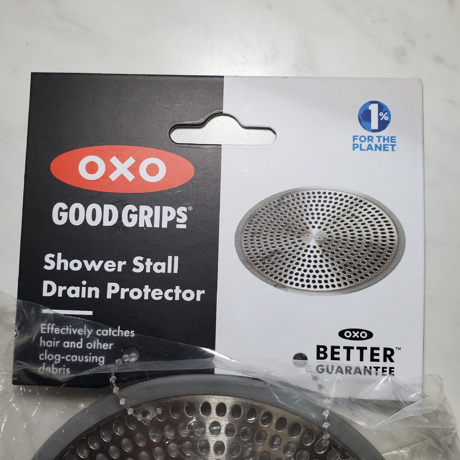 OXO Good Grips Shower Stall Drain Protector Stainless Steel Silicone Rim