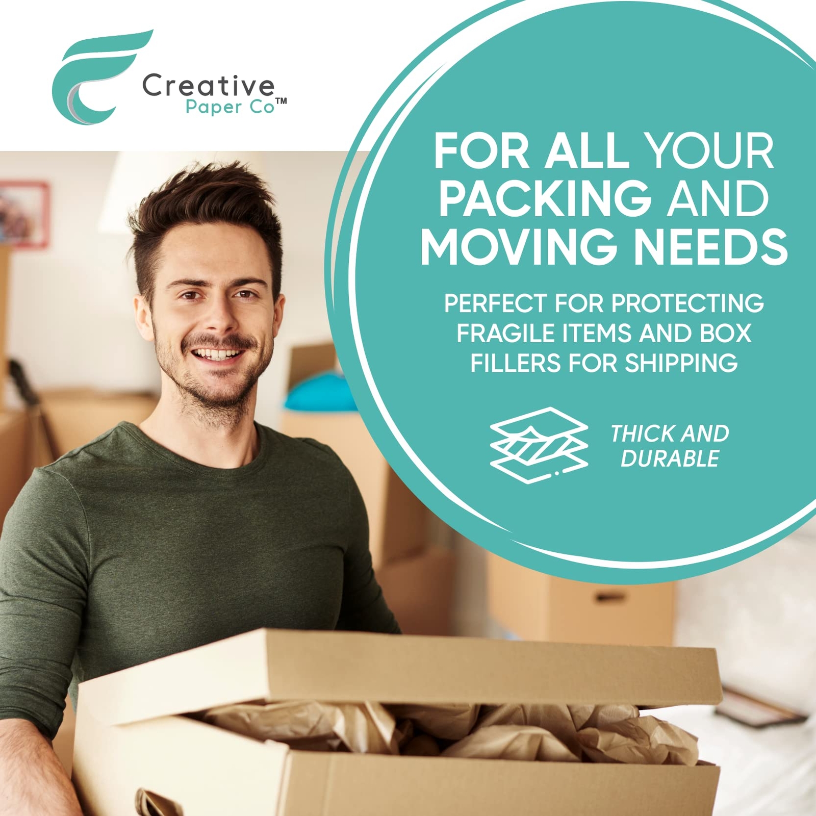 17.5" x 1200" Brown Kraft Paper Basis Thick Roll Packaging Shipping Wrapping