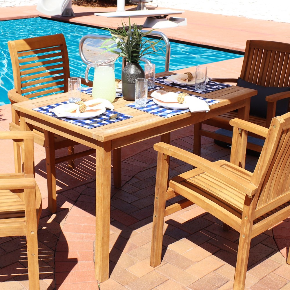47.25 in Solid Teak Rectangular Patio Dining Table by Sunnydaze