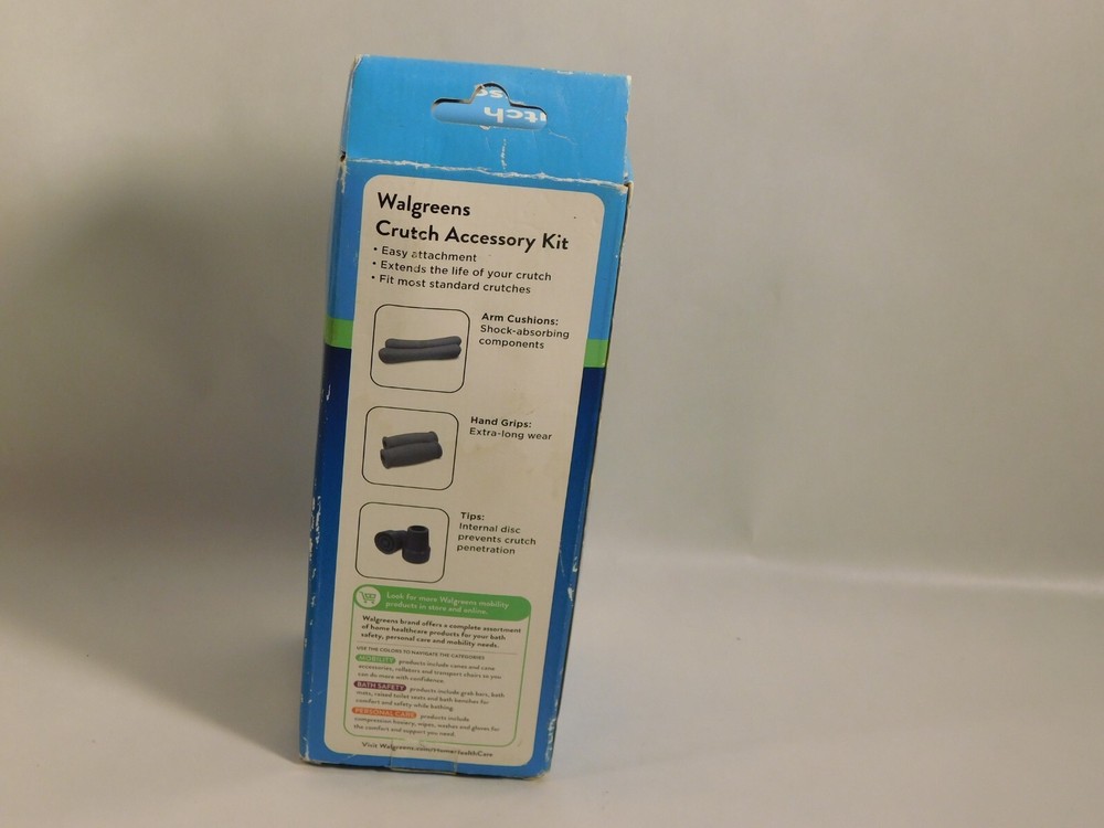Walgreens Crutch Accessory Kit Gray New in Pkg.