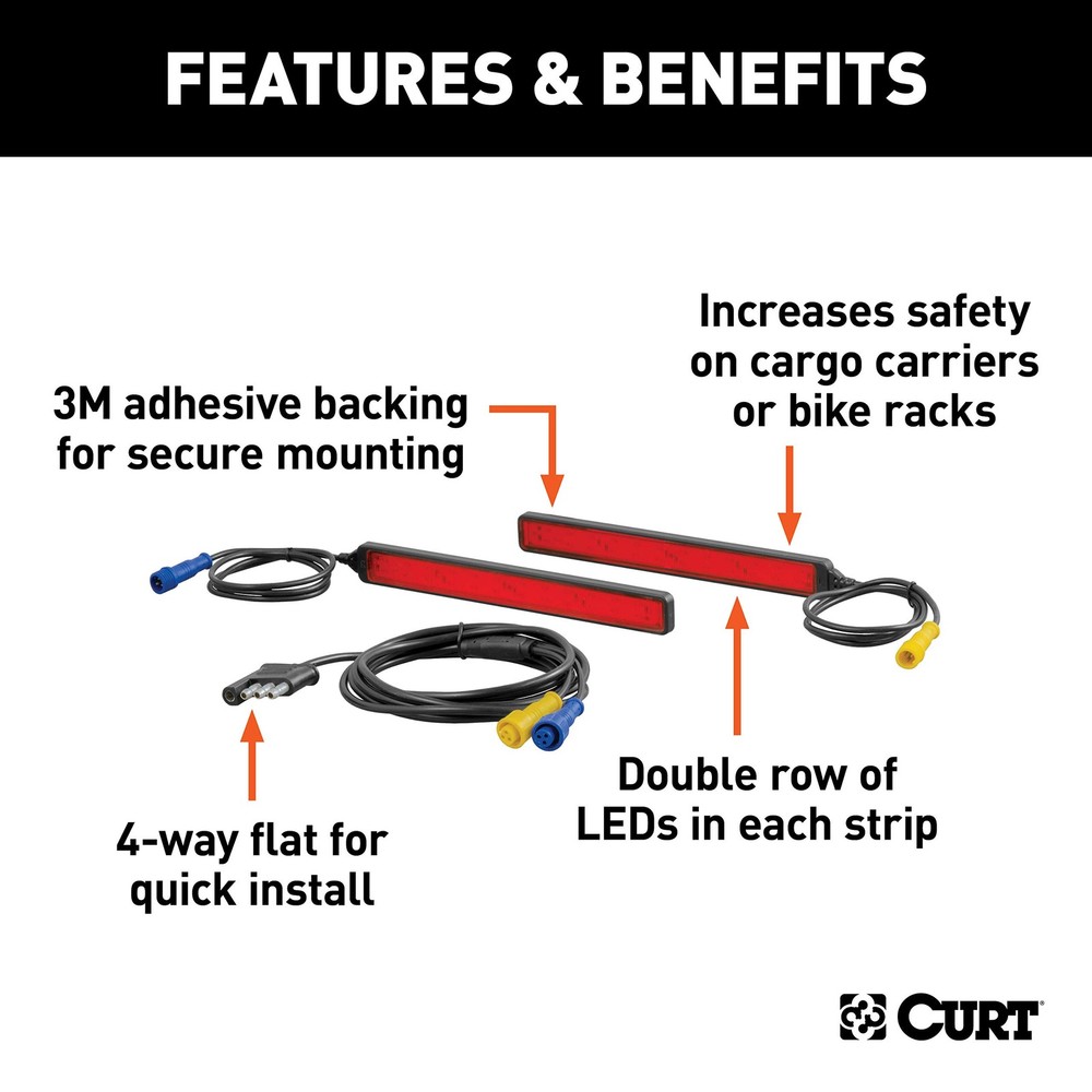 CURT 53201 LED Light Strip Hitch Cargo 2-Pack