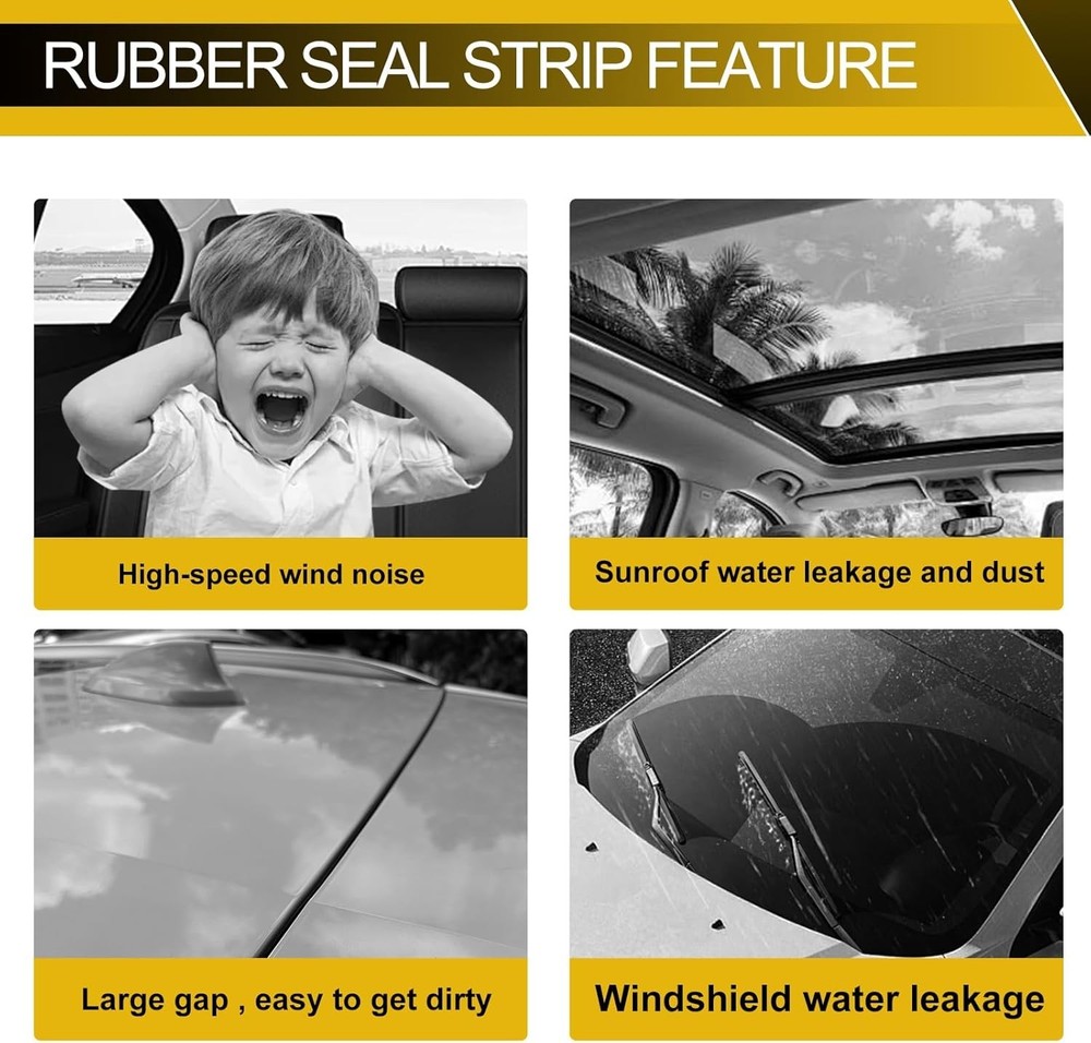 Car Front Rear Windshield Rubber Seal Kit