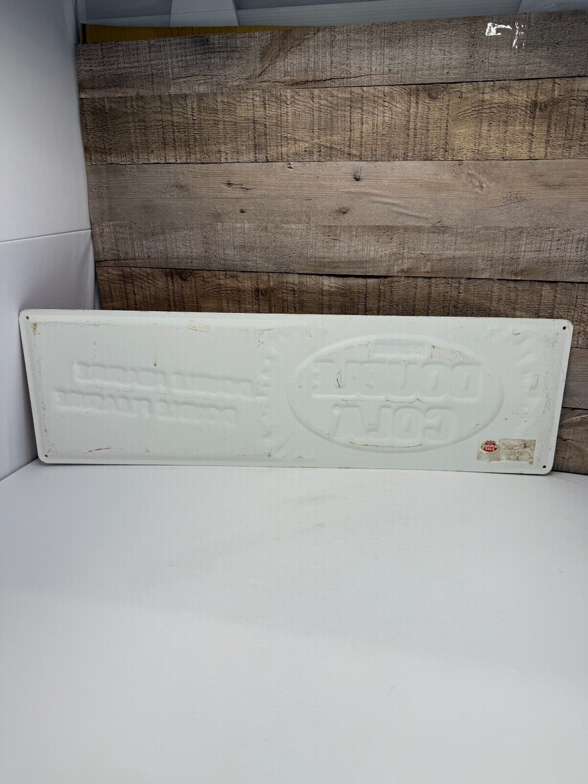 "DOUBLE COLA" EMBOSSED METAL ADVERTISING SIGN, (26"x 8") AWESOME SIGN