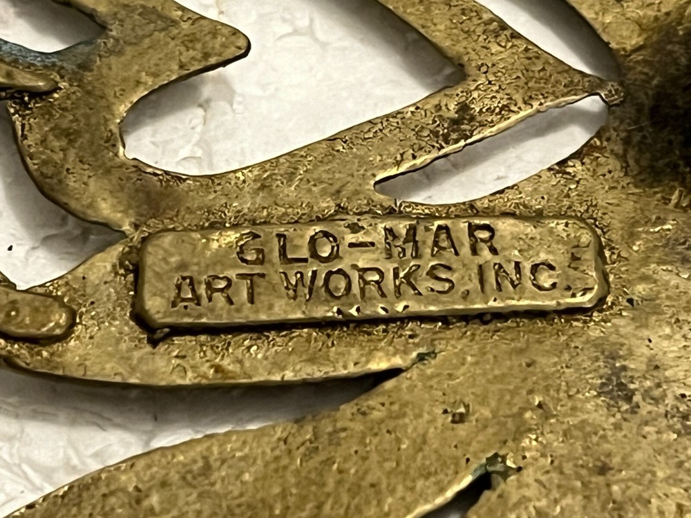 Vtg Brass Patriotic American Eagle Wreath Heart Trivet Hot Plate Wall Hanger USA