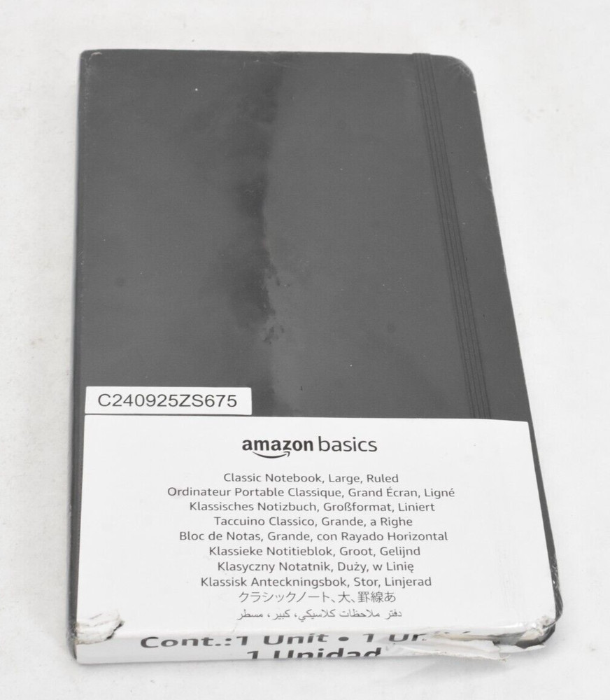 Amazonbasics Classic Notebook Large Ruled Lined Hardcover Black Notebook