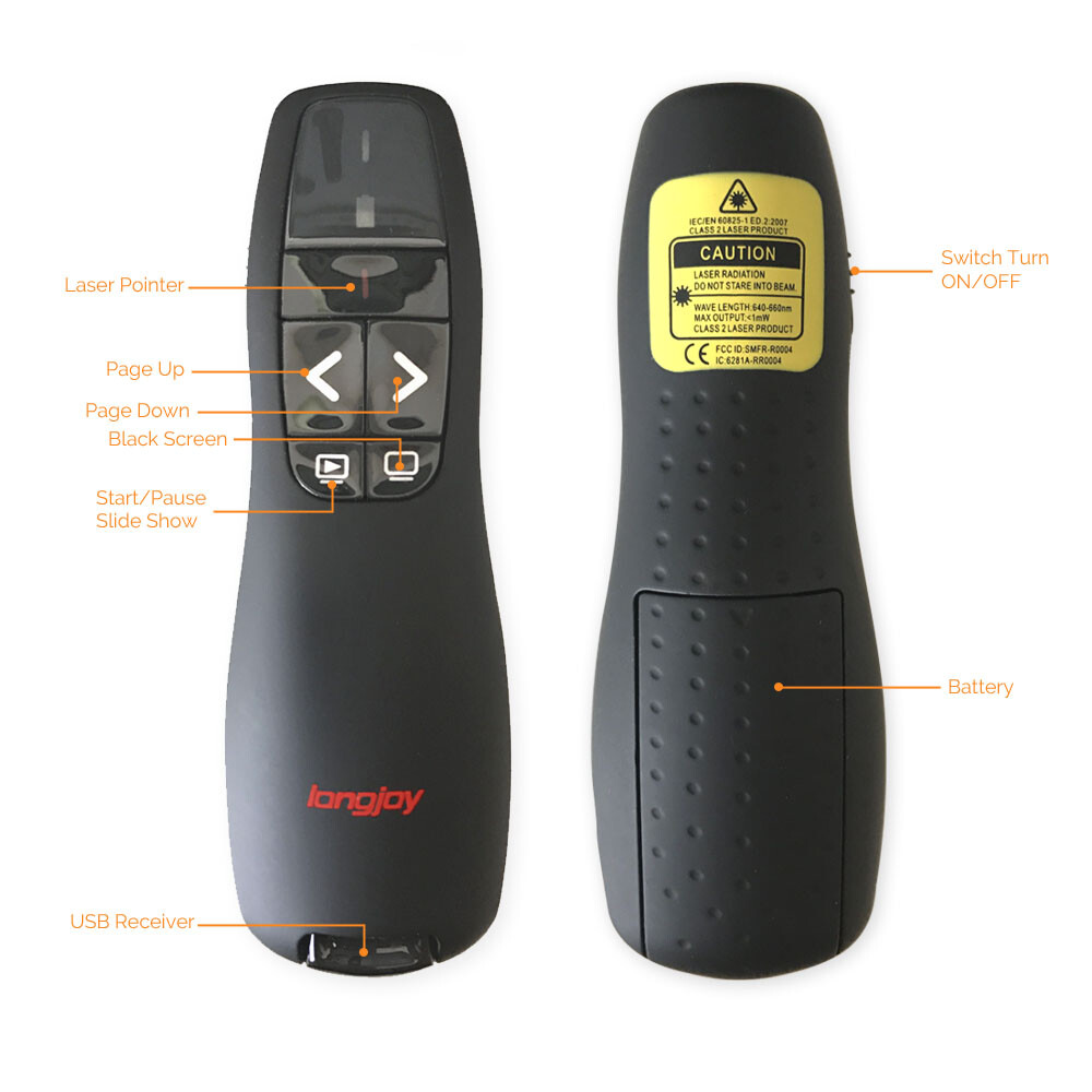 Wireless Presenter Longjoy Presentation Remote Control Red Laser Pointer