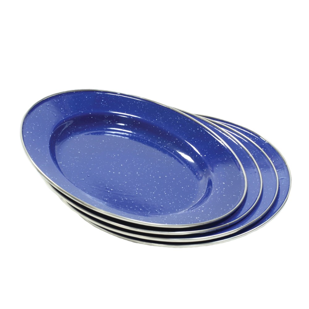 Deluxe 24-Piece Enamel Tableware Set Blue