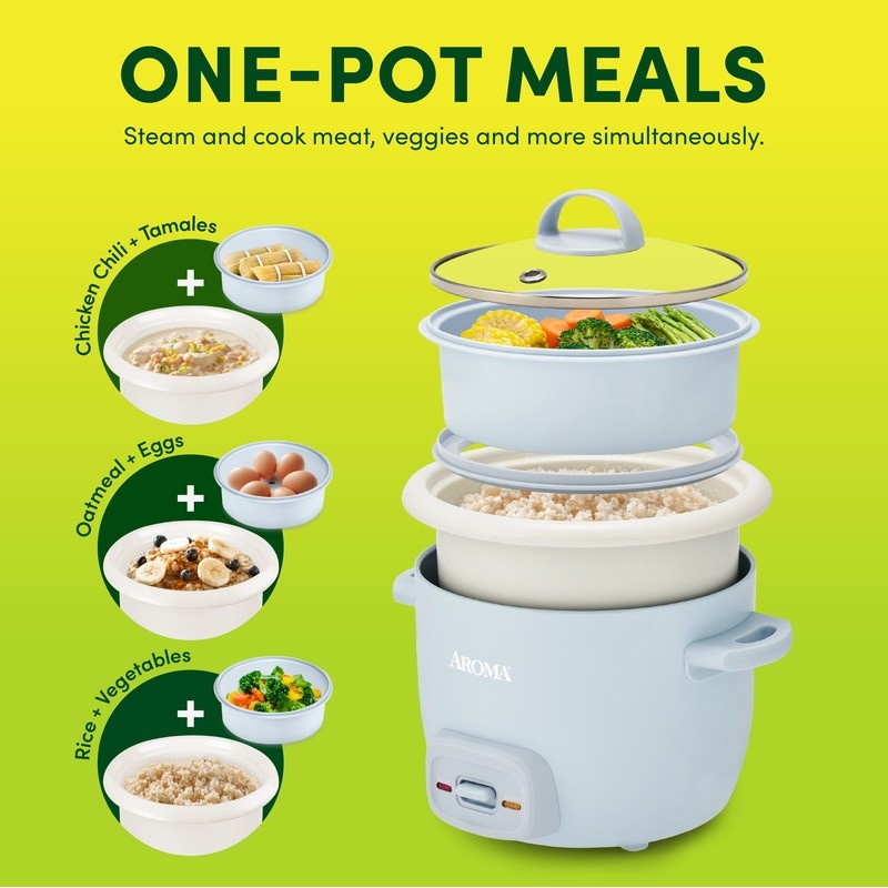 4-Cup Small Rice Cooker W/ Steamer Nonstick Ceramic Automatic Warm Function New