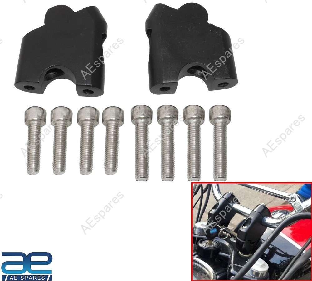Handle Bar Riser Angled Mount Clamp Set Fits Royal Enfield Interceptor 650