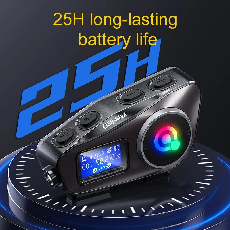 Q58MAX Motorcycle Helmet Mixing Intercom Helmet Bluetooth Headset LCD Display