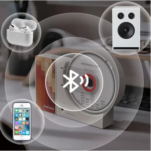 Bluetooth CD Player Retro Wall Mounted with Remote Control for Home Audio Red