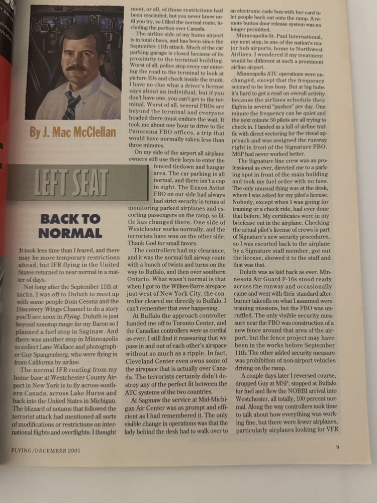 Flying Magazine December 2001 - Original