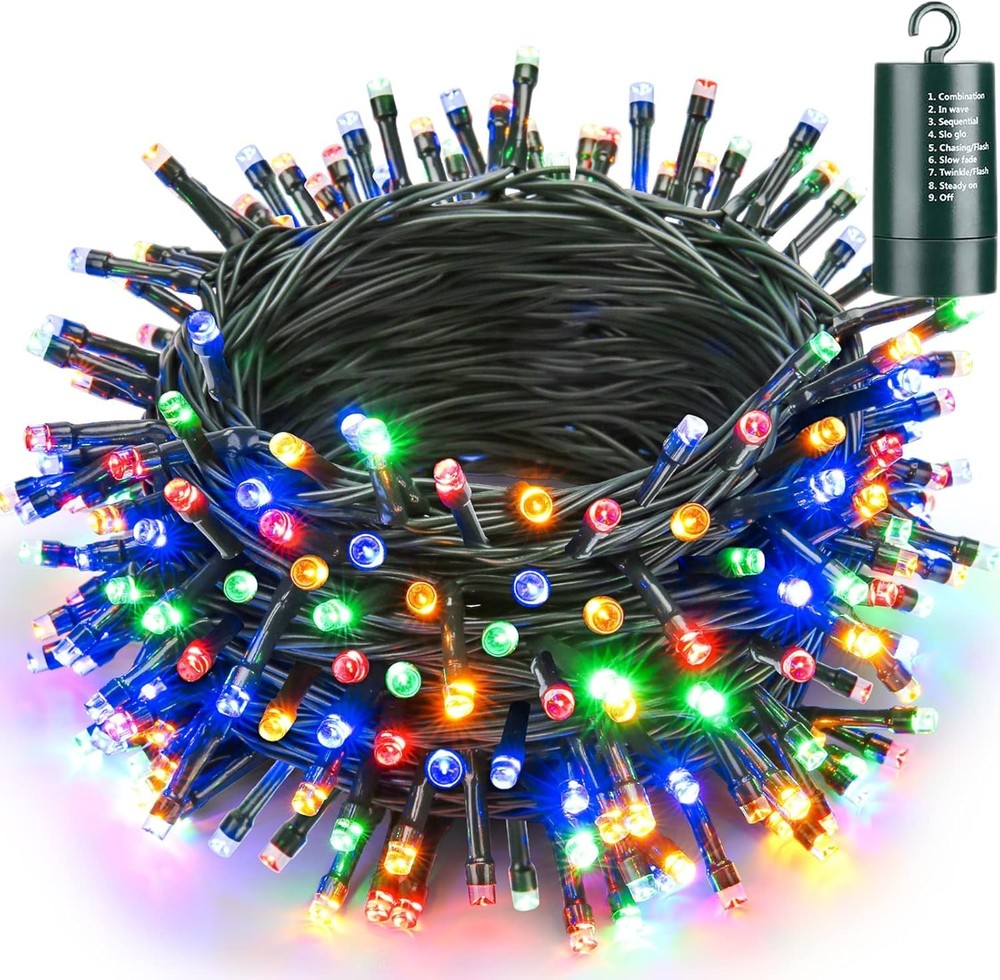 "Battery Christmas Lights 66Ft 200 LED Timer 8 Modes Waterproof String Lights "