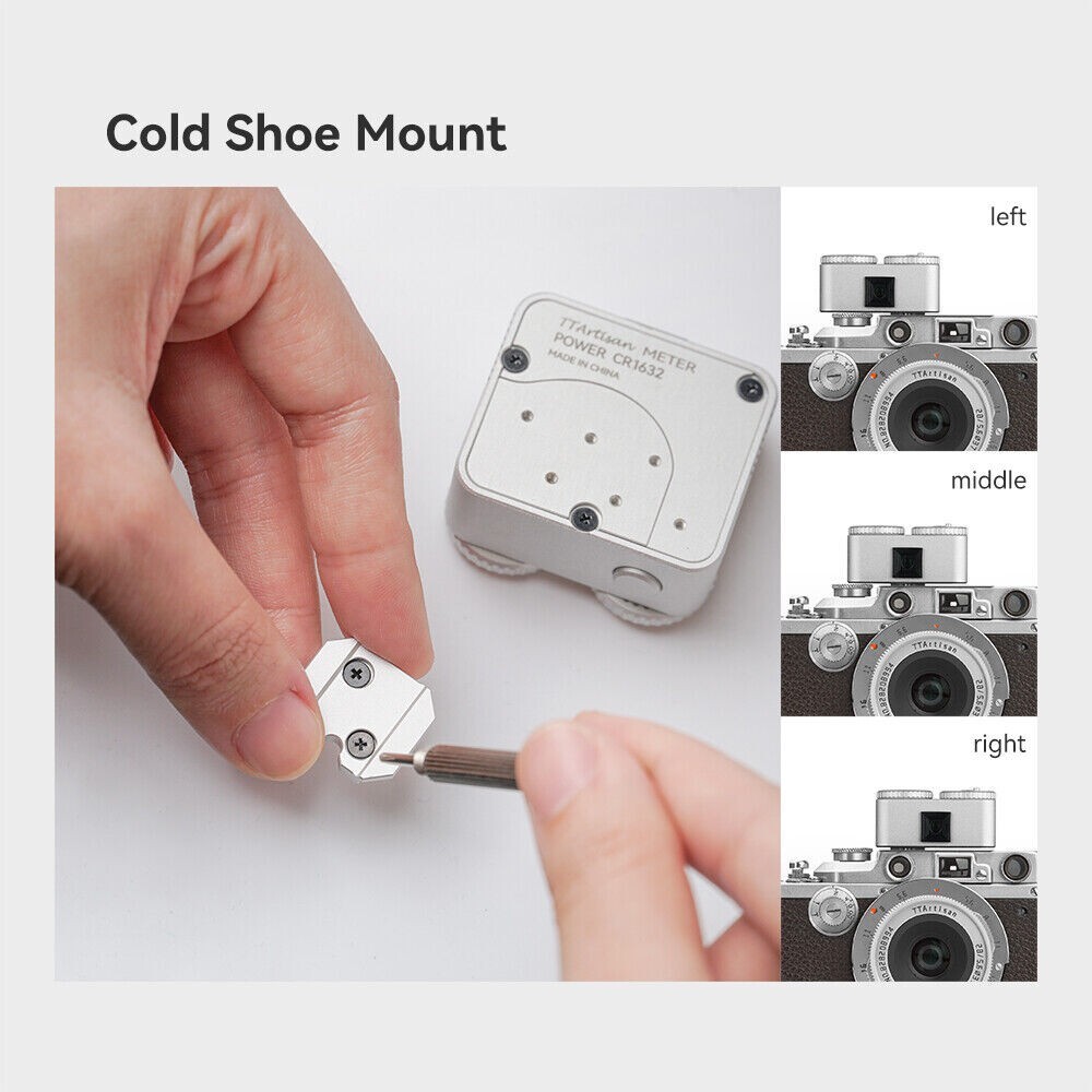 Silver TTArtisan Electronic Mini Camera Light Meter Photometer Set-top 2 Dials