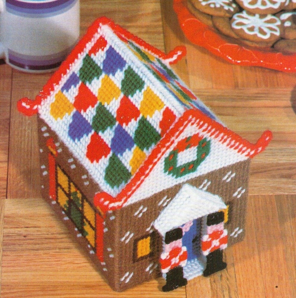 GINGERBREAD HOUSE CHRISTMAS PLASTIC CANVAS PATTERN INSTRUCTIONS