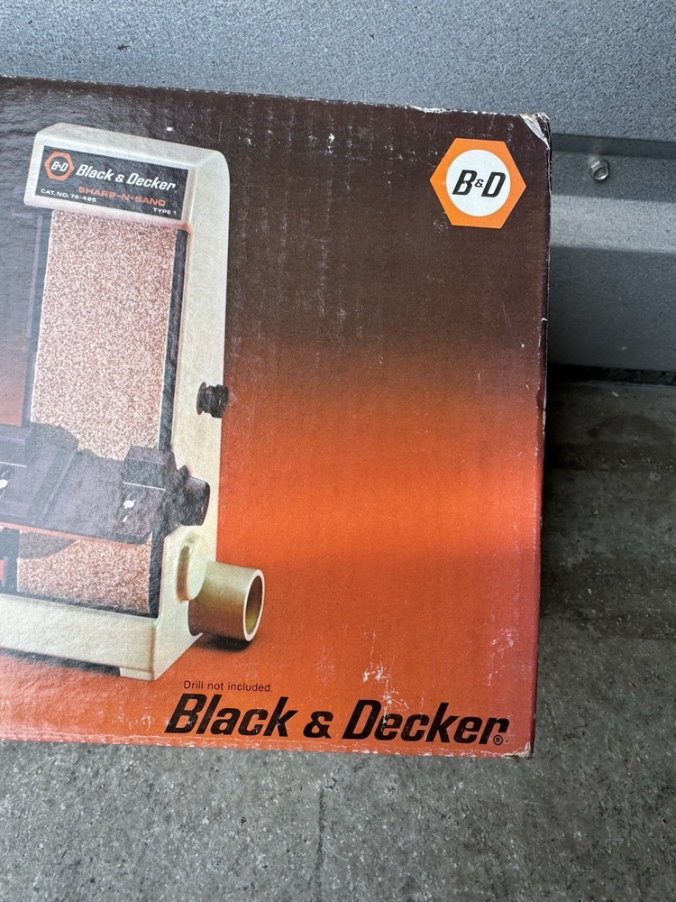 Vintage SEALED Black & Decker Sharp n Sand Drill Powered Belt Sander Sharpener