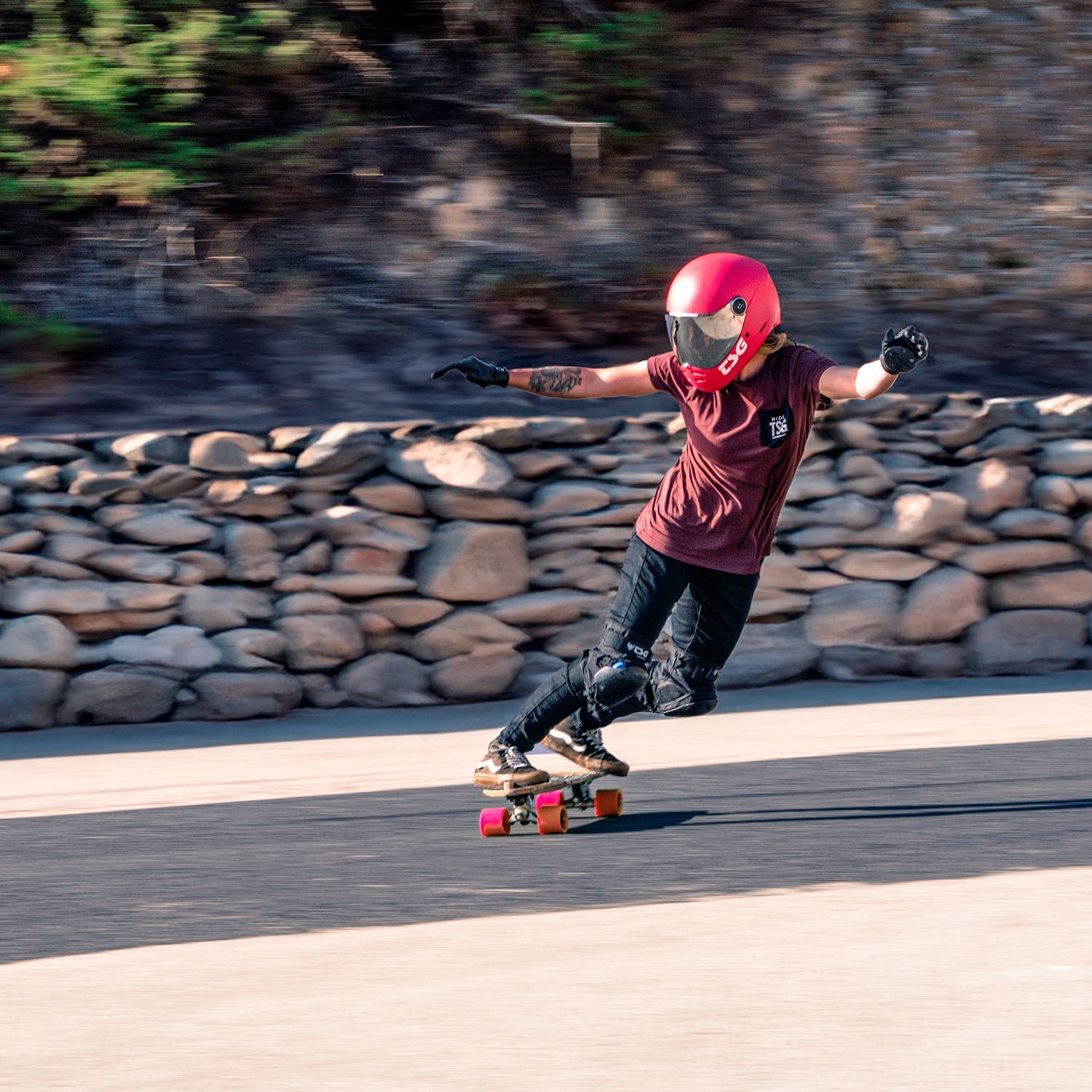 TSG Pass 2.0 Full Face Helmet , Downhill Skateboarding, L (58-60 cm), Gentle Red