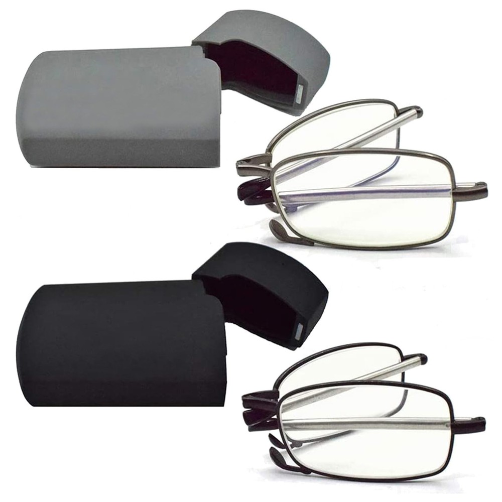 sevenplus 2 Pack Reading Glasses Blue Light Blocking, Anti UV Glare, Foldable...