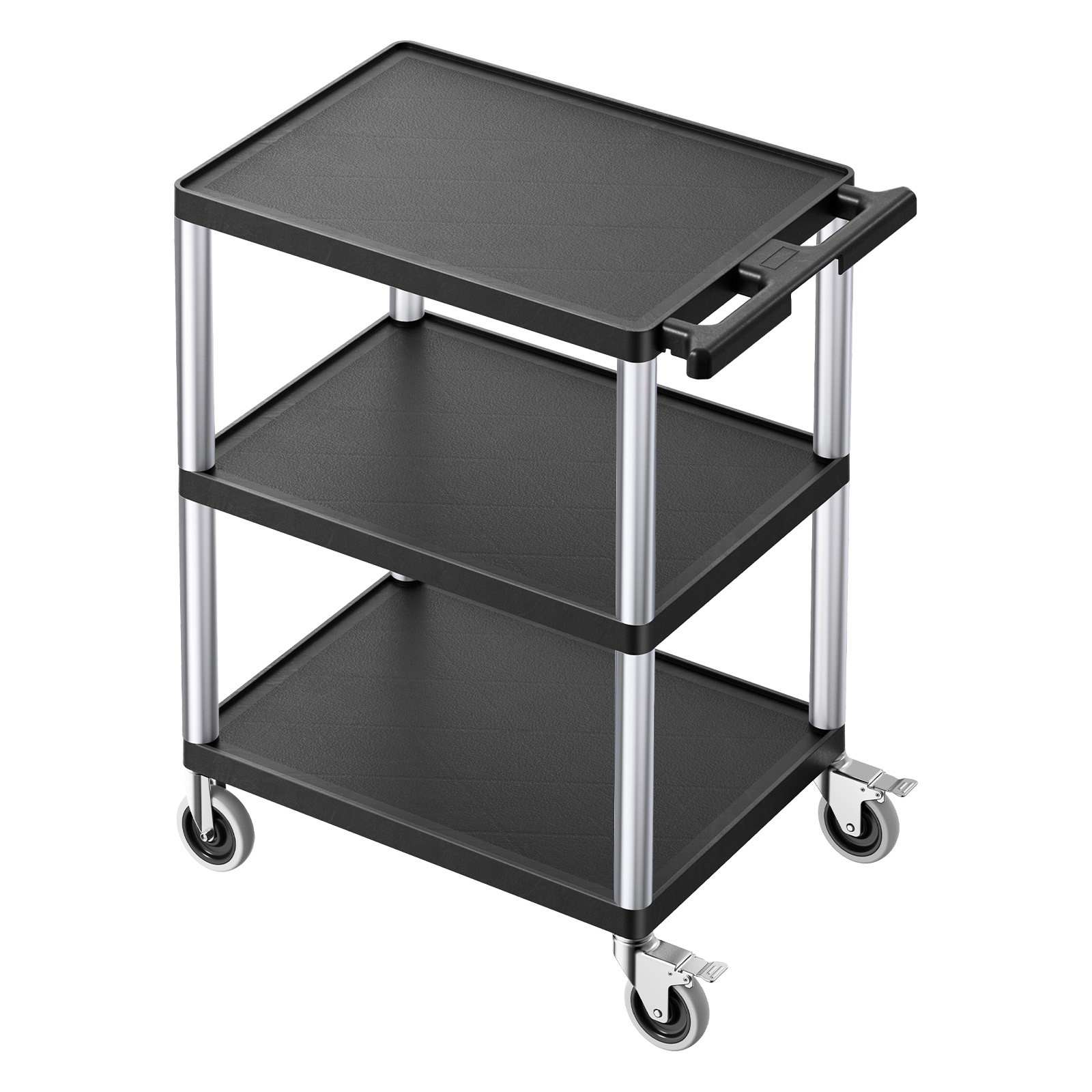 Uimoso 3-shelf Utility Cart 300 lbs 27.6 x 18.1-inch Service Cart with Wheels