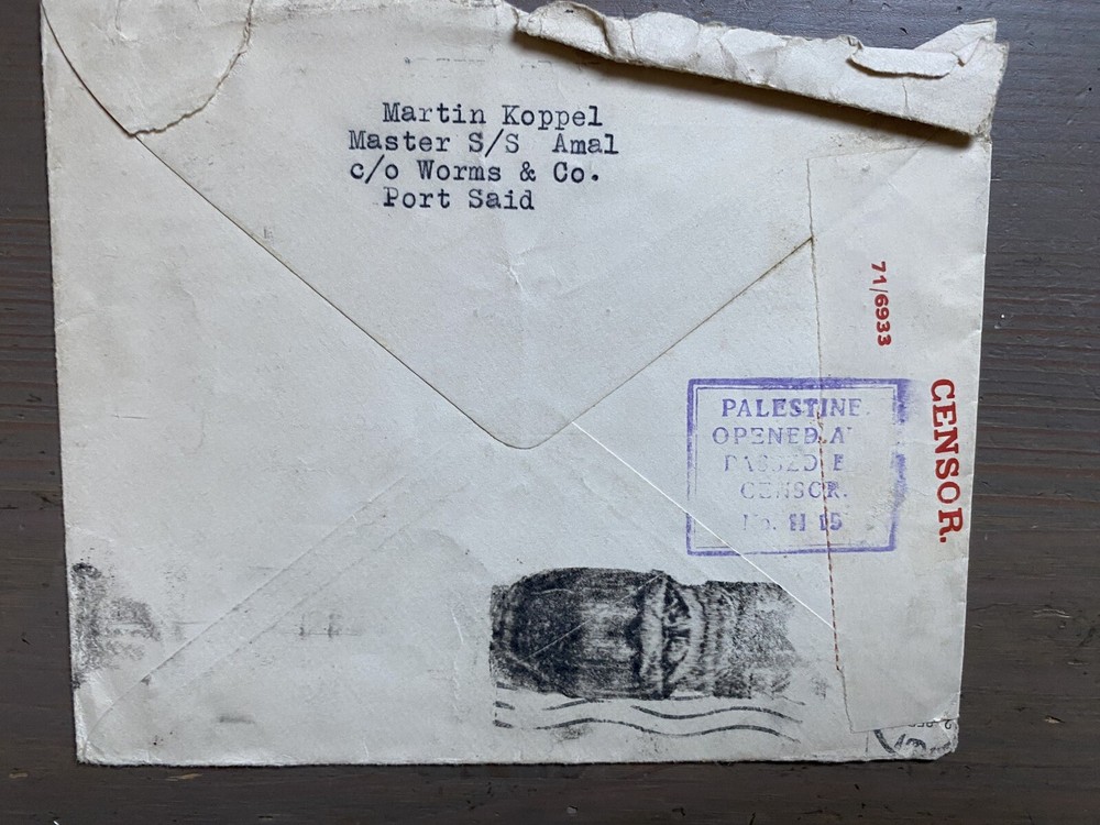 Old Collectible Cover From Egypt To Palestine 1940
