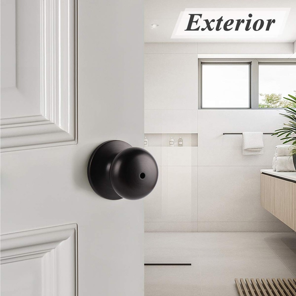 Probrico Keyless Privacy Door Knobs Oil Rubbed 1 Pack, Bronze