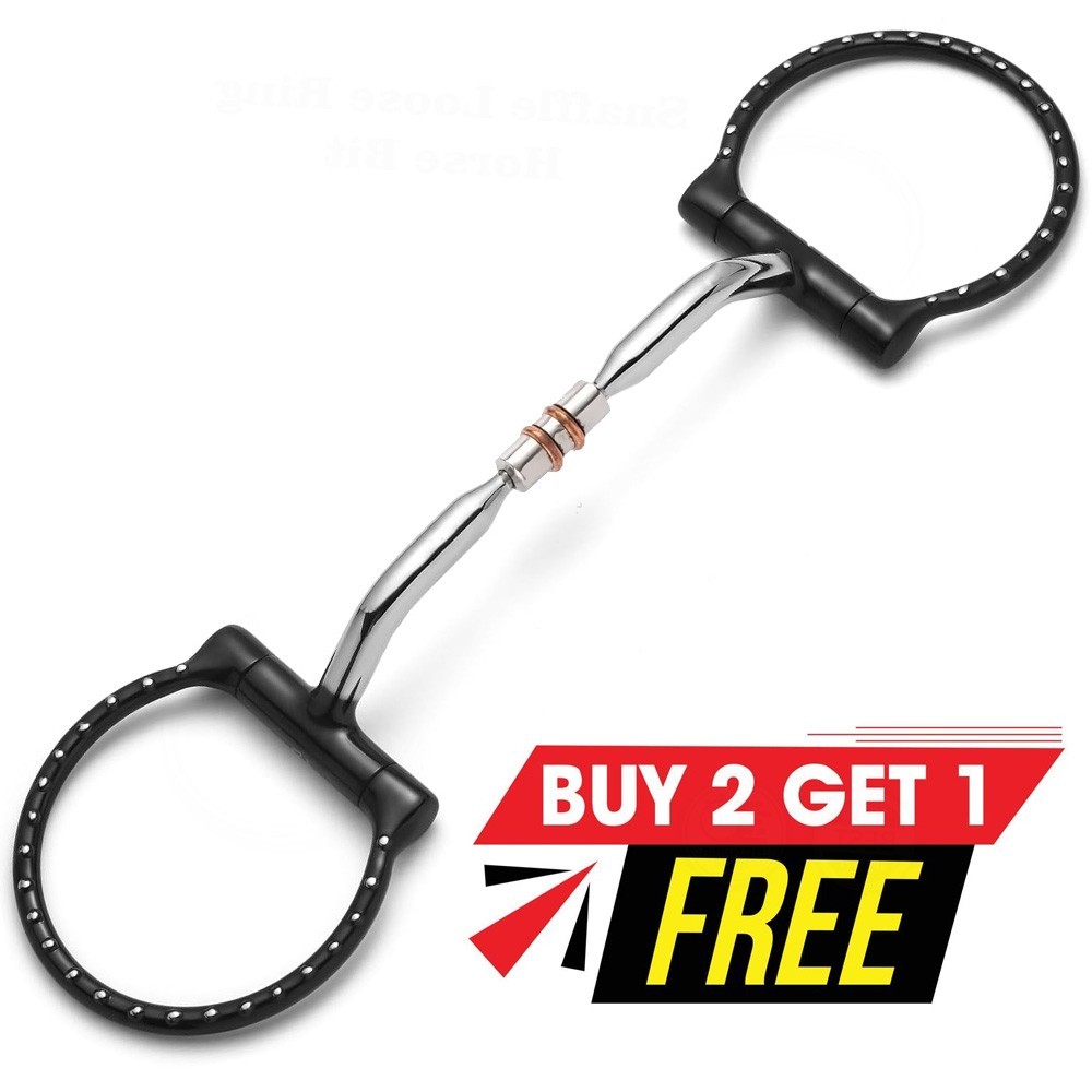 Western Horse D Ring Snaffle Bit Copper Roller Mouth Equestrian Training Bit