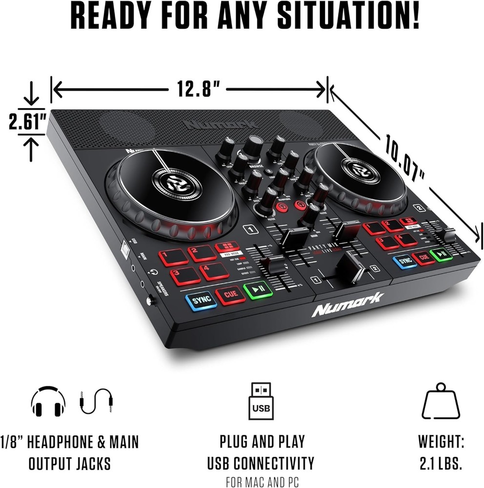 Dynamic DJ Mixing Controller with Lights, Speakers & USB - Perfect for Events