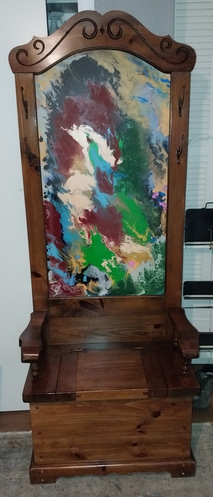 vintage hall tree with bench modernized