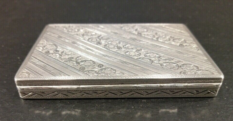 Antique " Cigarette , case Box " 19th STERLING SILVER * An exceptional case *