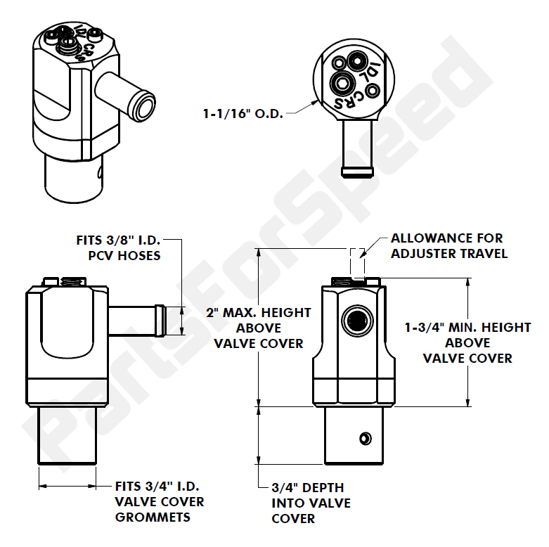 Dual Flow Adjustable PCV Valve Tuneable Serviceable Patented Made in USA DF-17