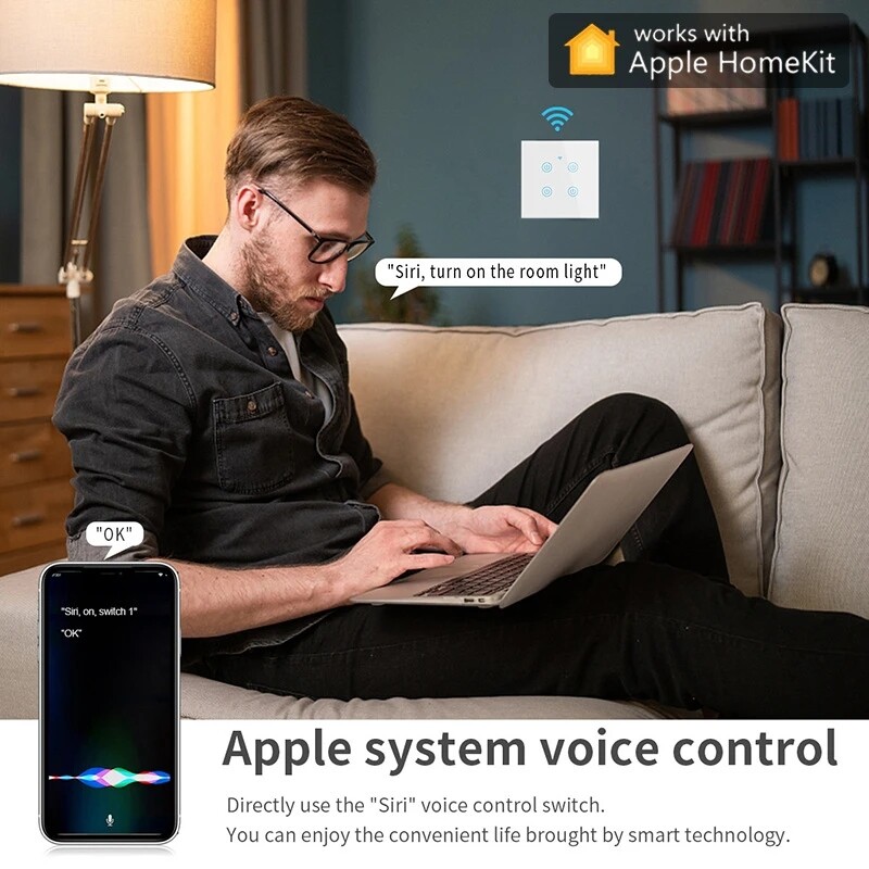 Wifi Switch No Neutral Wire Required Touch Switch Work with Alexa Google Home
