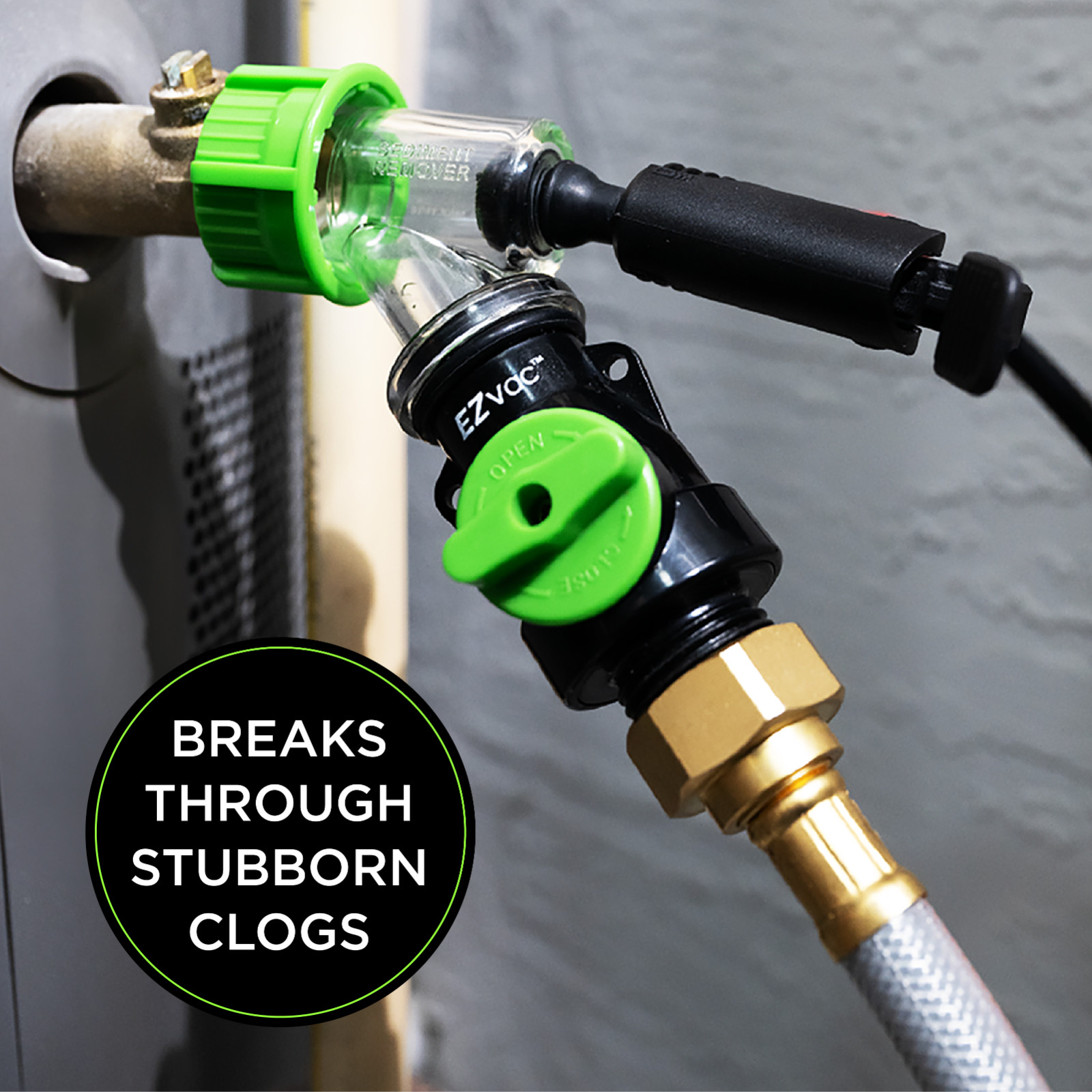 EZVac Water Heater Sediment Removal Tool – Flushes & Breaks Up Clogs