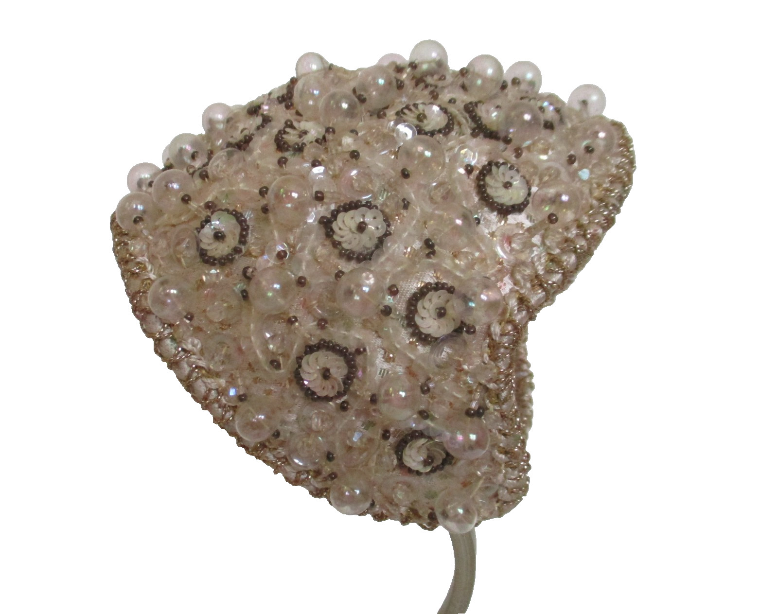 Vintage 1940s Juliet Cap Hat Beads Sequins Frances & Walter Nelkin Bridal