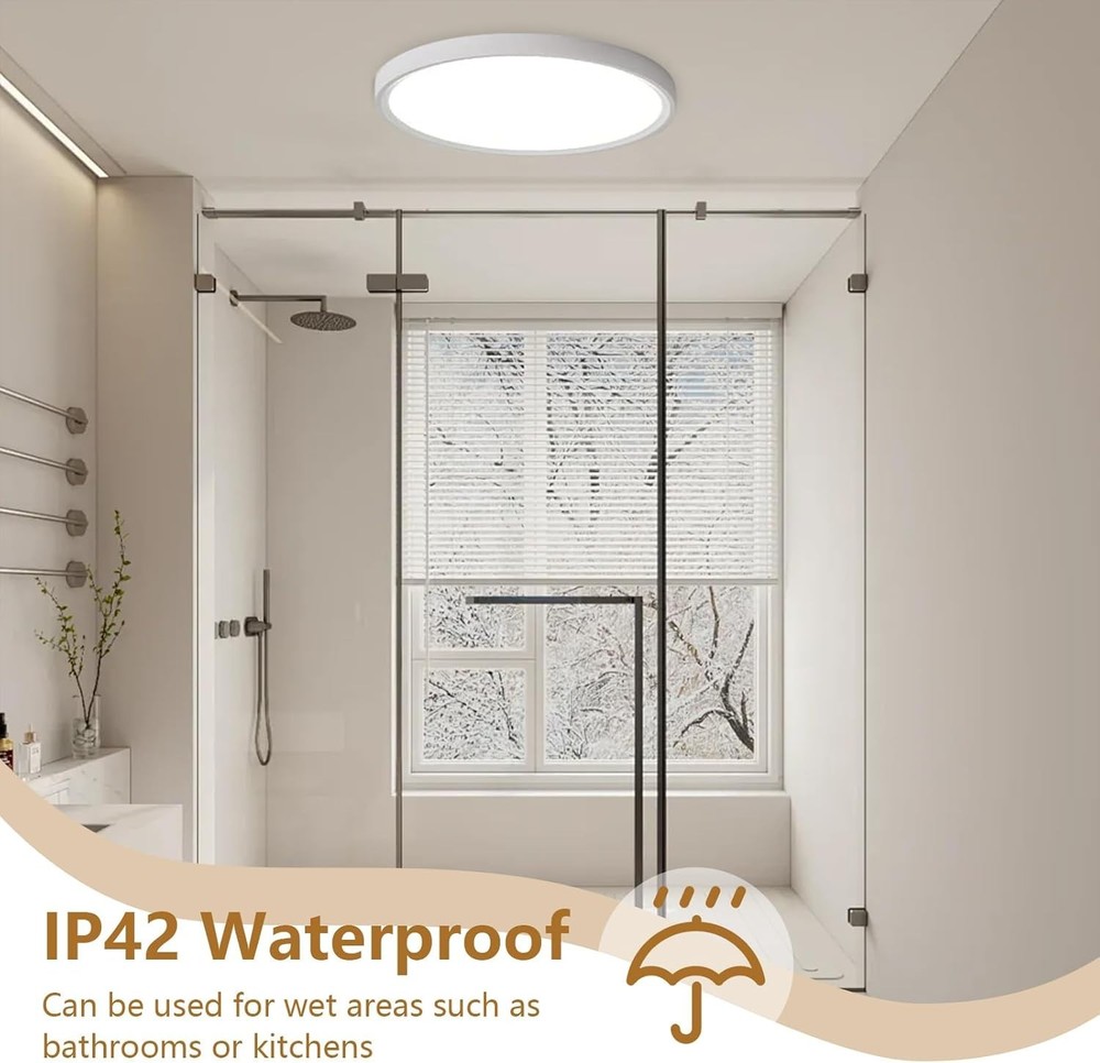 NEW 6 Pack 12 Inch LED Flush Mount Ceiling Light 24W Slim Panel CCT Selectable