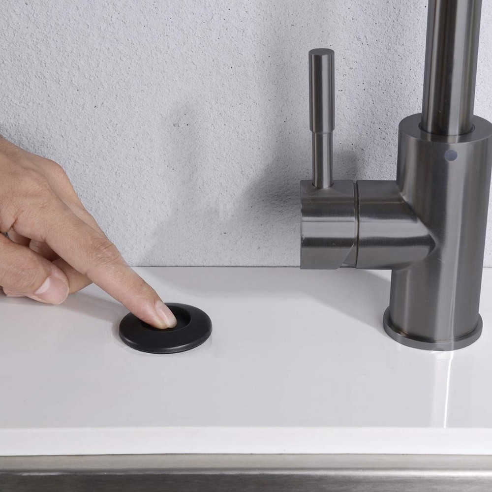 Garbage Disposal Air Switch Kit with Long Button Matte Black Brass Cover