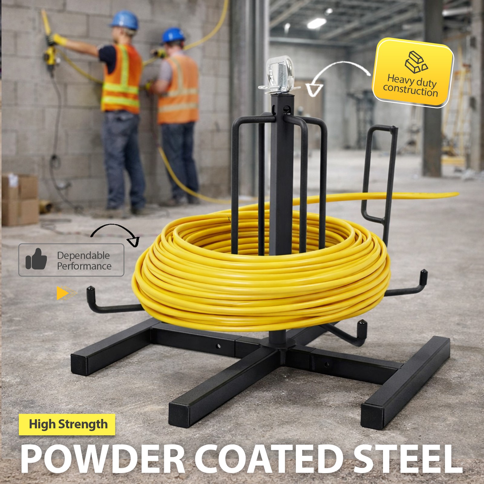 100LBS Cable Dispenser Floor Stud Mount Wire De-Reeler For Electrical Industrial